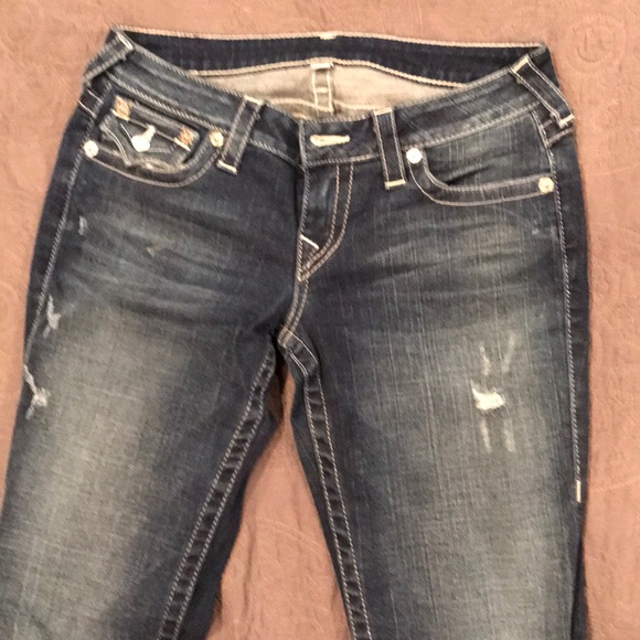 Size 29 deep blue distressed true religion jean - Picture 4 of 8